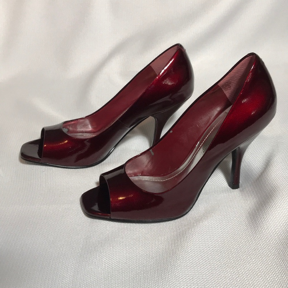 BCBG Red Peep Toe Heels Size 6B